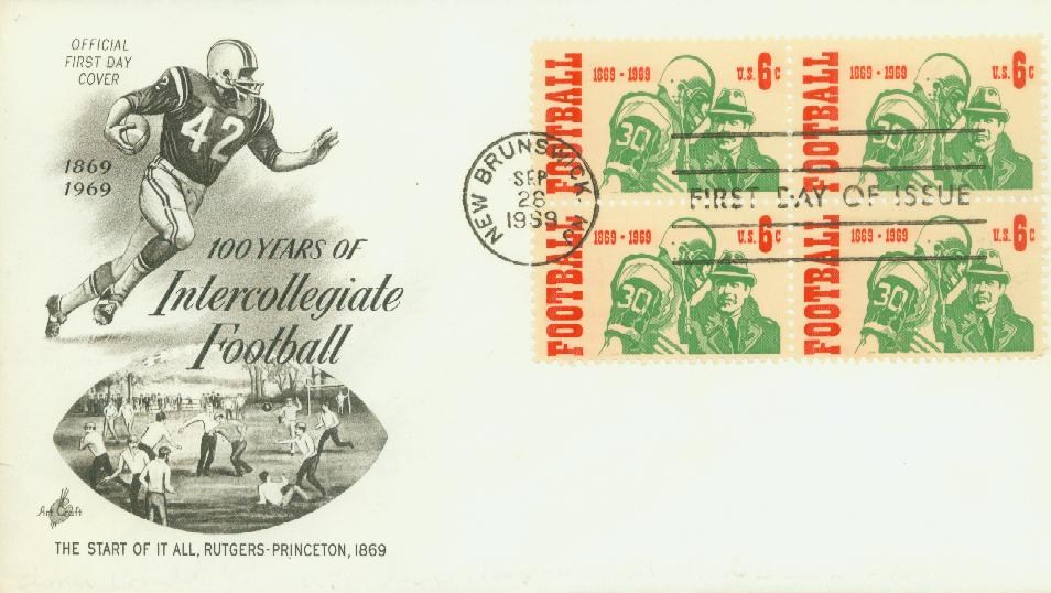 U.S. #1382 FDC – 1969 Intercollegiate Football First Day Cover.