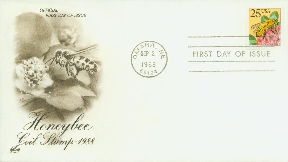 2281 - 1988 25c Honeybee, coil - Mystic Stamp Company