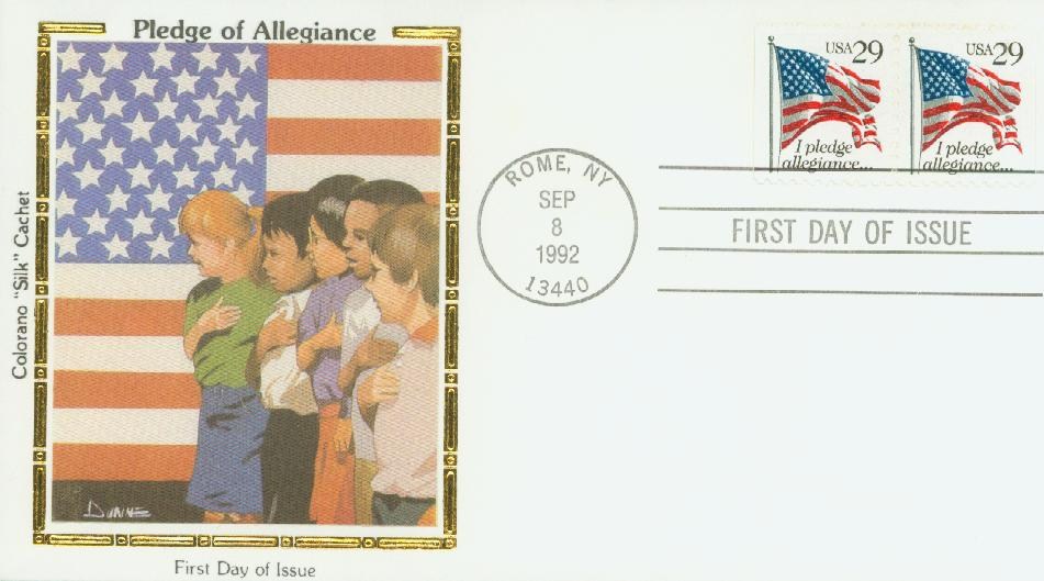 1992 Pledge Silk Cachet First Day Cover