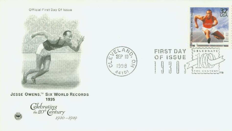 U.S. #3185j FDC – Owens First Day Cover with pictorial postmark.