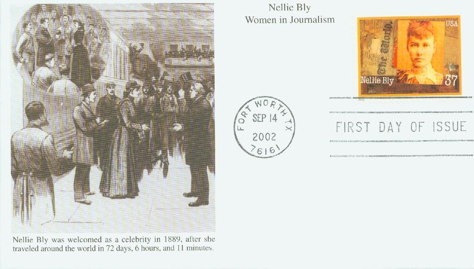 U.S. #3665 FDC pictures Bly at her homecoming ceremony following her around-the-world trip.