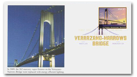 U.S. #4872 FDC â€“ 2014 Verrazano Bridge First Day Cover.