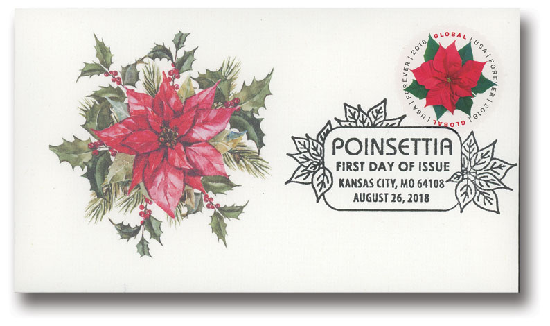 Poinsettia Global Forever Stamp Combo FDC Bullfrog Sc#5311,2166,3177 16208  X-mas