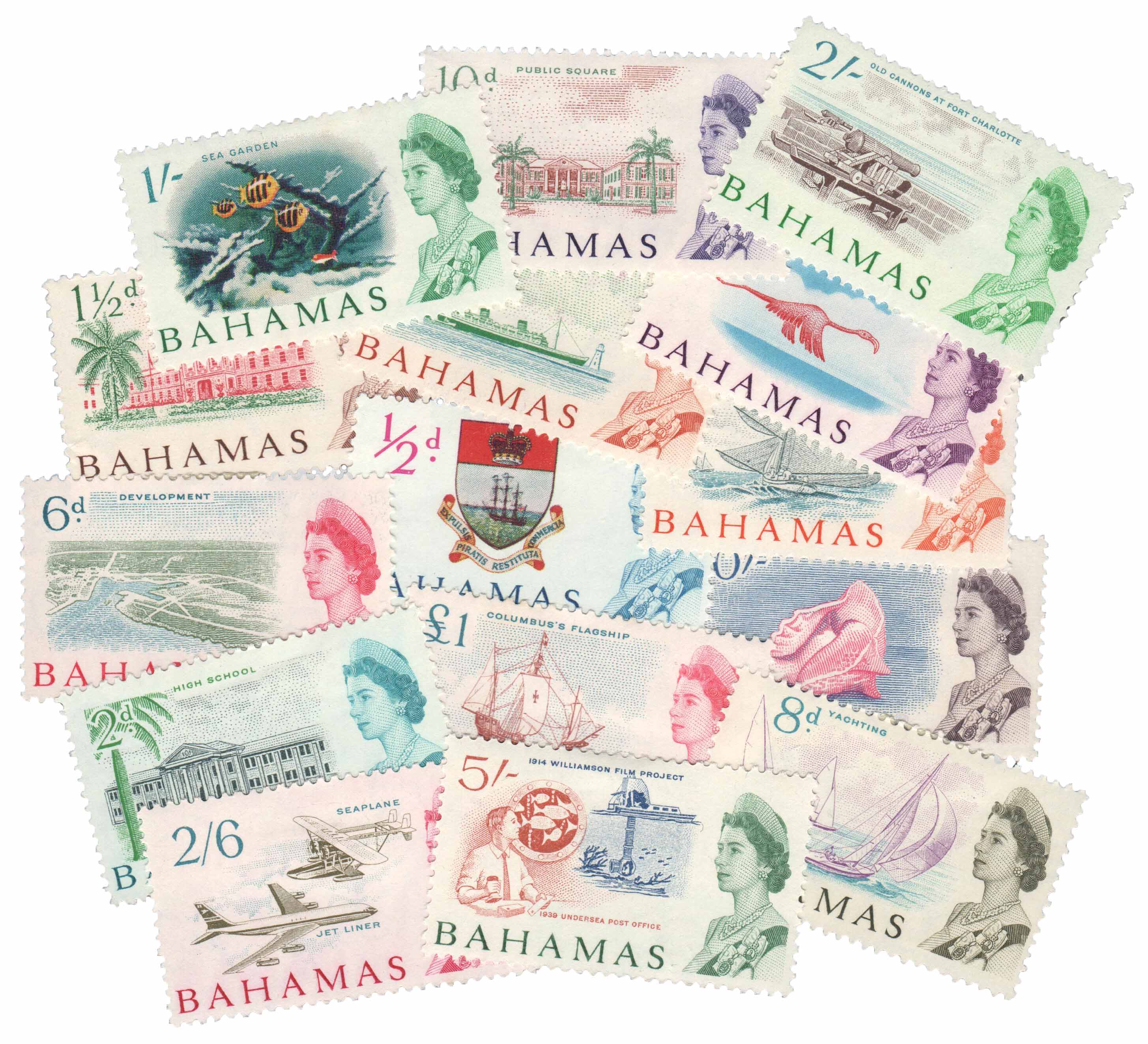 Set of 15 1965 Bahamas stamps