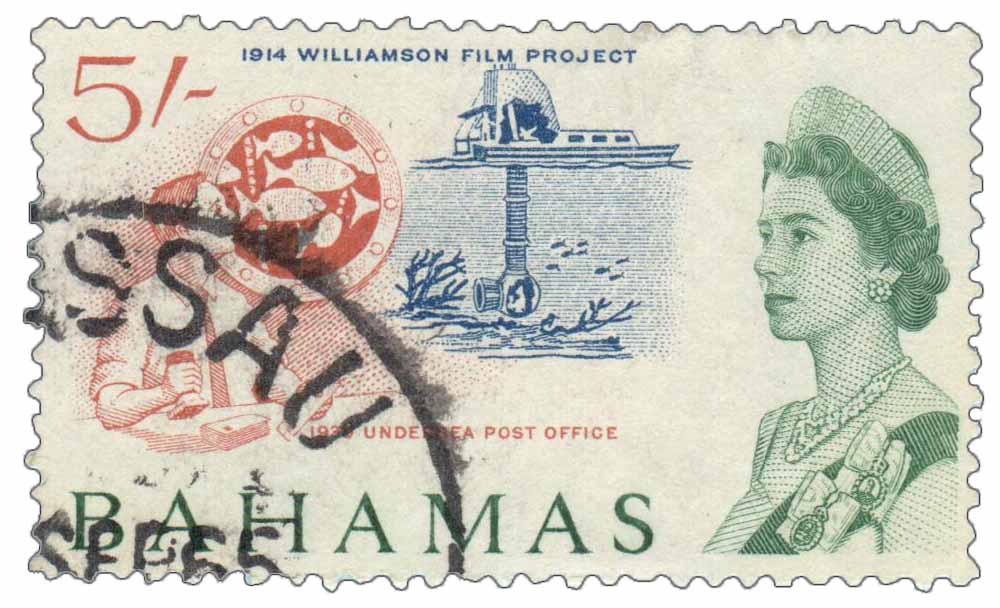 1965 Bahamas Williamson film project and undersea post office stamp