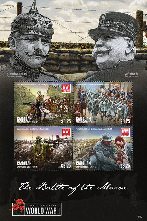 2015 $3.25 WWI: Battle of the Marne, Mint, Sheet of 4 Stamps