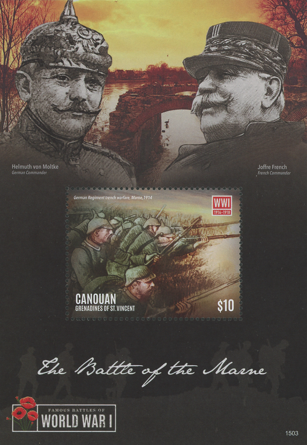 2015 $10 World War I; Battle of the Marne souvenir sheet