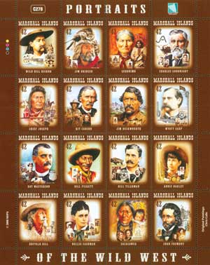 Item #M10245 – Mint sheet pictures Earp and other figures from the Old West.
