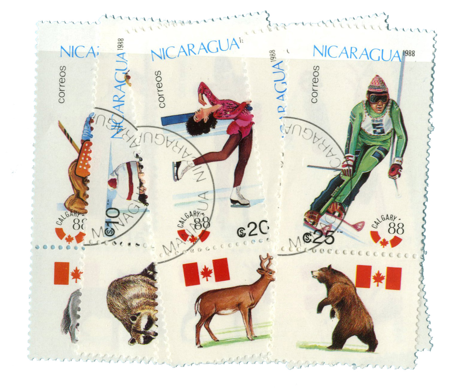 Nicaragua 1988 Winter Olympics stamps