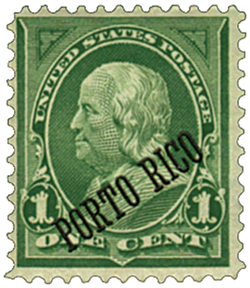 U.S. #PT210 was the first U.S. stamp overprinted for use in Puerto Rico.