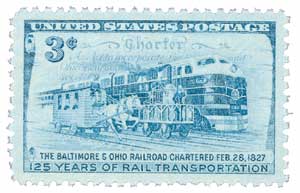 U.S. #1006 commemorates the 125th anniversary of granting of the charter to the B&O Railroad.