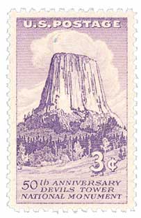 1956 3¢ Devils Tower stamp
