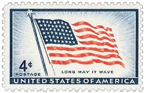1957 4Â¢ Old Glory, 48 stars stamp
