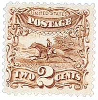 1869 2¢ Pony Express Rider Pictorial