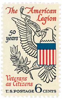 U.S. #1369 was issued for the 50th anniversary of the American Legion.