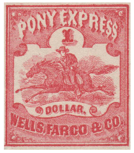 1861 $1 Red, Pony Express