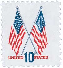 1973 10Â¢ 50-Star and 13-Star American Flags stamp