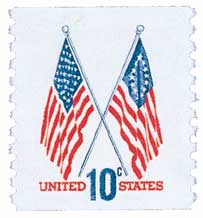 1973-74 10Â¢ 50-Star and 13-Star American Flags, coil stamp