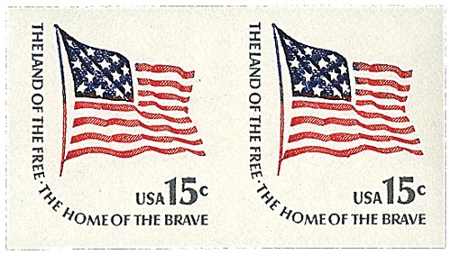 U.S. #1618Cd â€“ 1978 Fort McHenry flag imperforate pair.