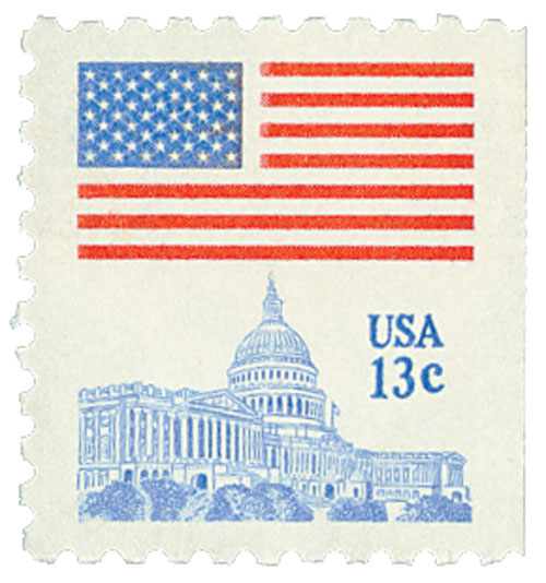1977 13Â¢ Flag Over Capitol stamp
