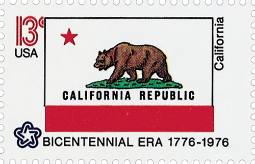 U.S. #1663 – The grizzly bear on the California flag was selected as a symbol of strength.