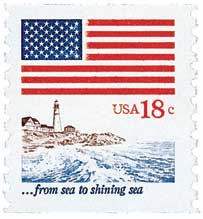 1981 18¢ Flag over Seacoast, coil