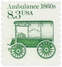 1985 8.3Â¢ Transportation Series: Ambulance, 1860s stamp