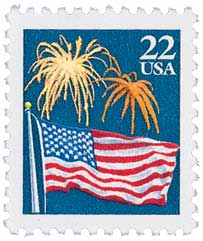 1987 Flag and Fireworks stamp