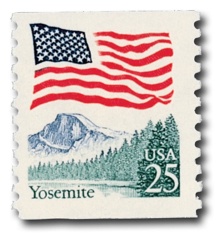 1988 25¢ Flag Over Yosemite, coil