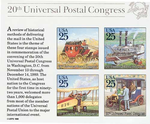1989 25¢ Classic Mail Transportation souvenir sheet