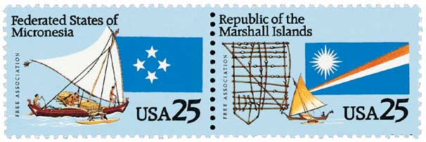 1990 Micronesia and Marshall Islands Compact of Free Association stamps