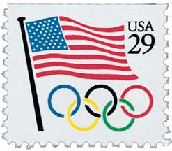 1991 29¢ Flag with Olympic Rings