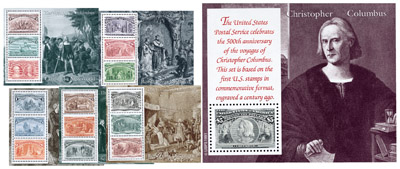 U.S. #2624-29 – Issued in 1992, these stamps were printed with the same 100-year-old dyes as the original Columbians.
