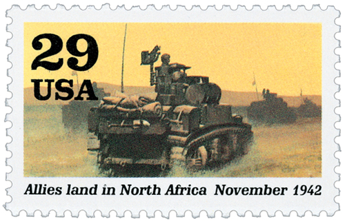 1992 29Â¢ World War II: Allies Land in North Africa stamp