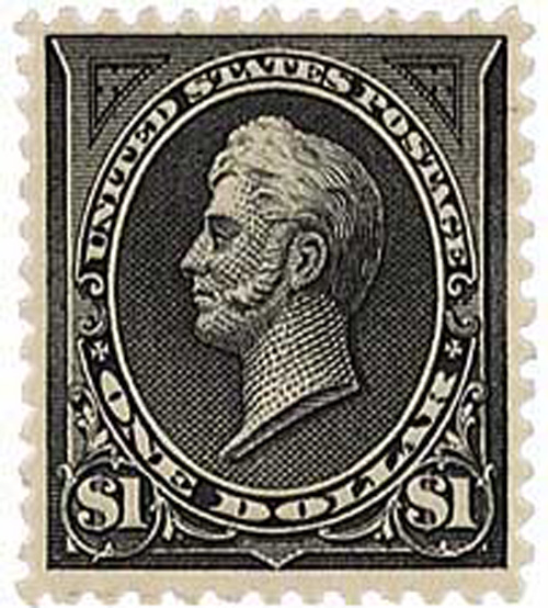 U.S. #276A – Click the image above to read about the counterfeiting scam that led to this stamp being watermarked.