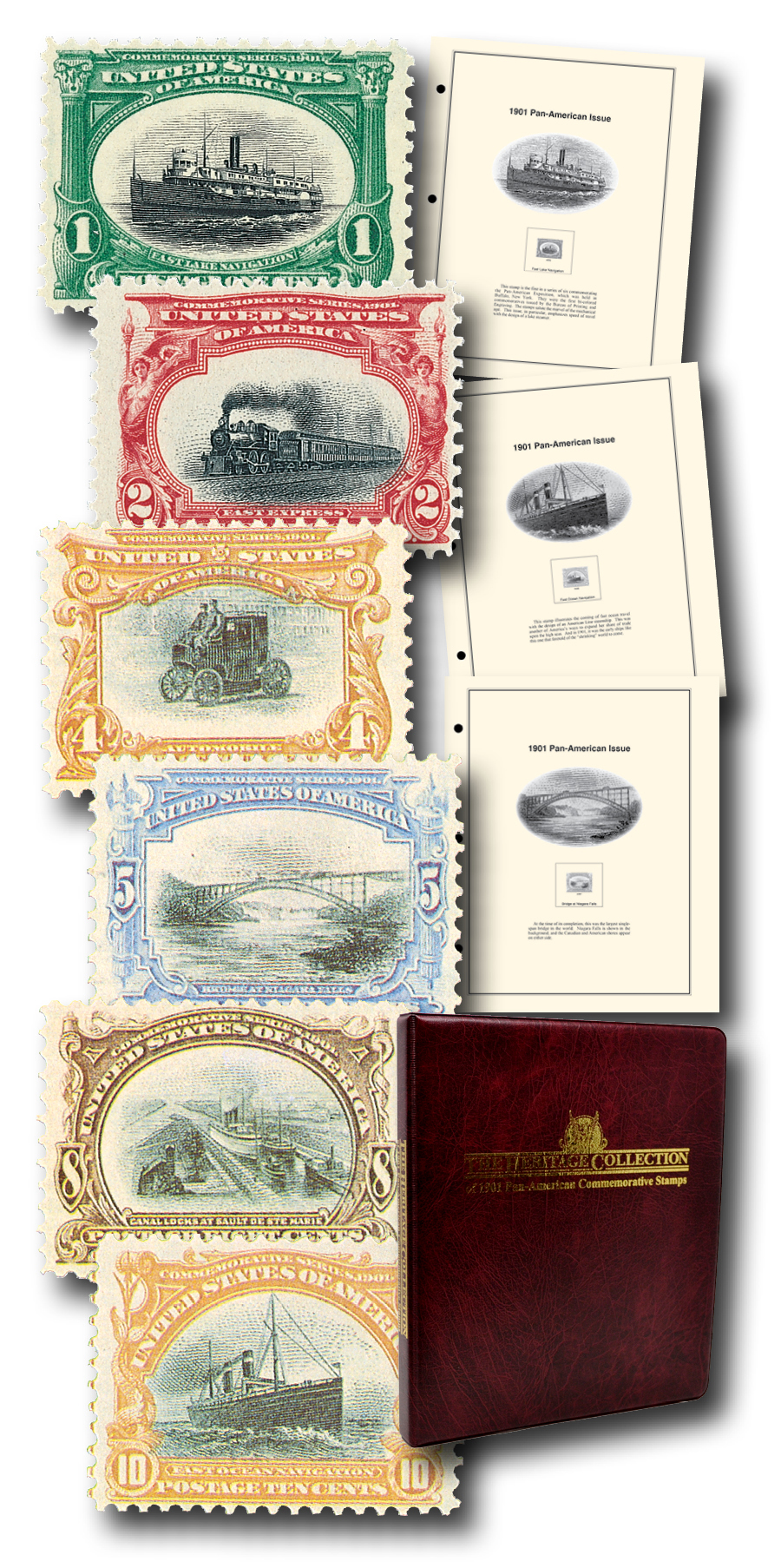 U.S. #294-99 – Pan-American stamps issued for the Exposition where McKinley was shot.