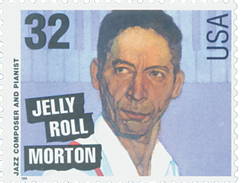 U.S. #2986 – Jelly Roll Morton later performed such Joplin hits as the “Maple Leaf Rag.”