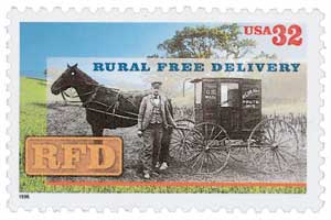 U.S. #3090 was issued for the 100th anniversary of Rural Free Delivery.