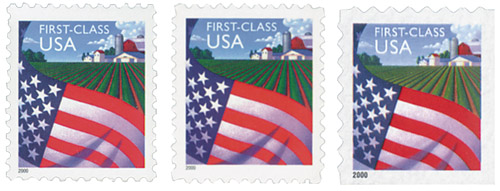 2000 Flag Over Farm Rate Change, collection of 3 stamps