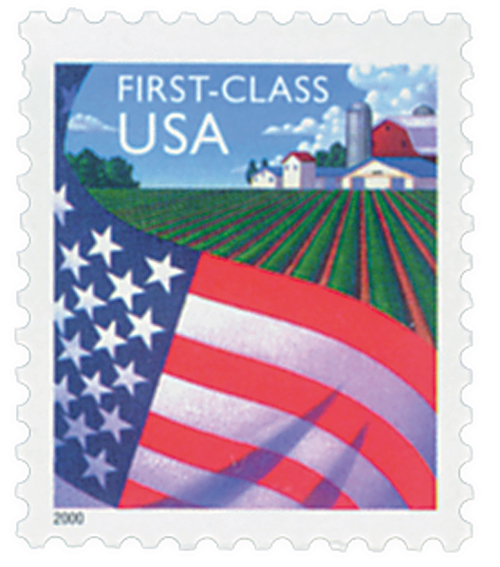 2000 34c Flag Over Farm, non-denominated stamp