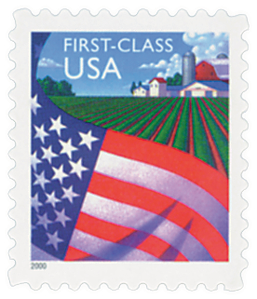 2000 34¢ Flag Over Farm, non-denominated, self-adhesive (Ashton Potter)