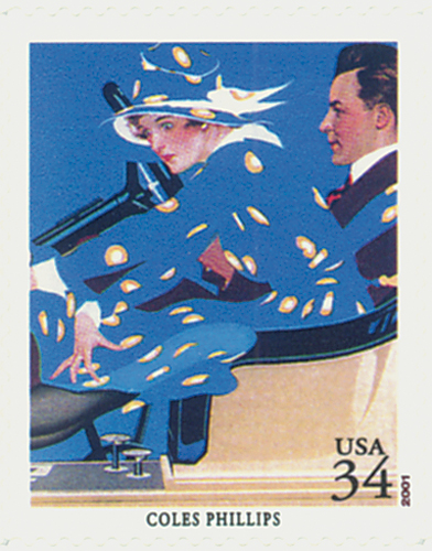 3502e - 2001 34c American Illustrator Coles Phillips - Mystic Stamp Company