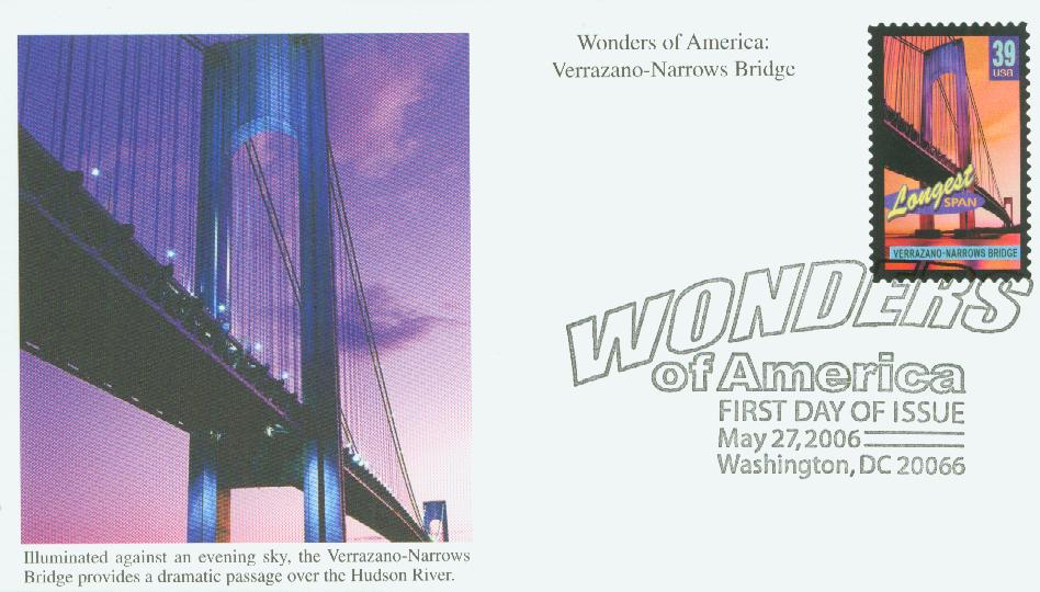 U.S. #4052 â€“ The Verrazano Bridge was honored in the Wonders of America set. 
