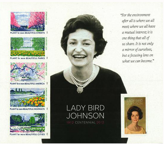 2012 Imperforate Lady Bird Johnson Centennial stamp sheet