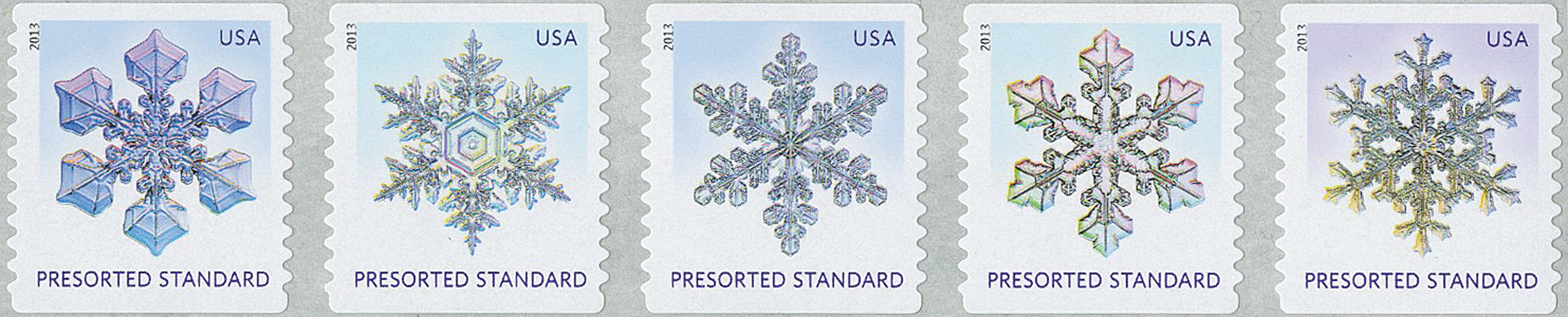 5032 - 2015 First-Class Forever Stamp - Geometric Snowflakes: Blue - Mystic  Stamp Company