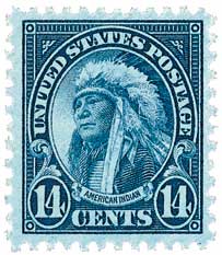 1931 14Â¢ American Indian, dark blue