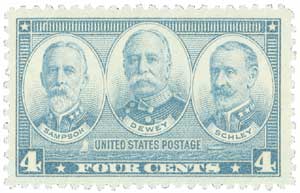 1936-37 4¢ Sampson, Dewey, and Schley stamp