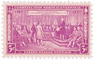 U.S. #798 was based on a painting by Julius Brutus Stearns of the signing of the Constitution.