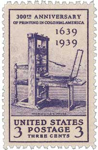 1939 Printing Tercentenary stamp