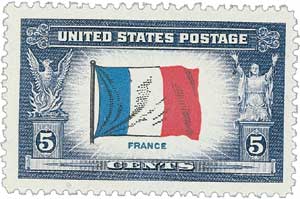 1943 Overrun Countries: 5¢ Flag of France stamp